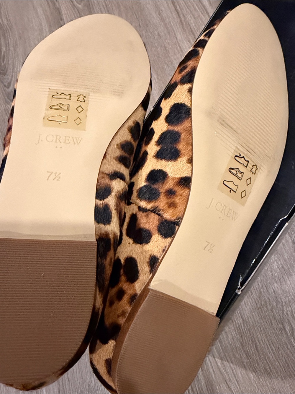 NIB J. Crew Zoe Leopard Print Calf Skin D’Orsay Flat Size 7.5M - Picture 3 of 3